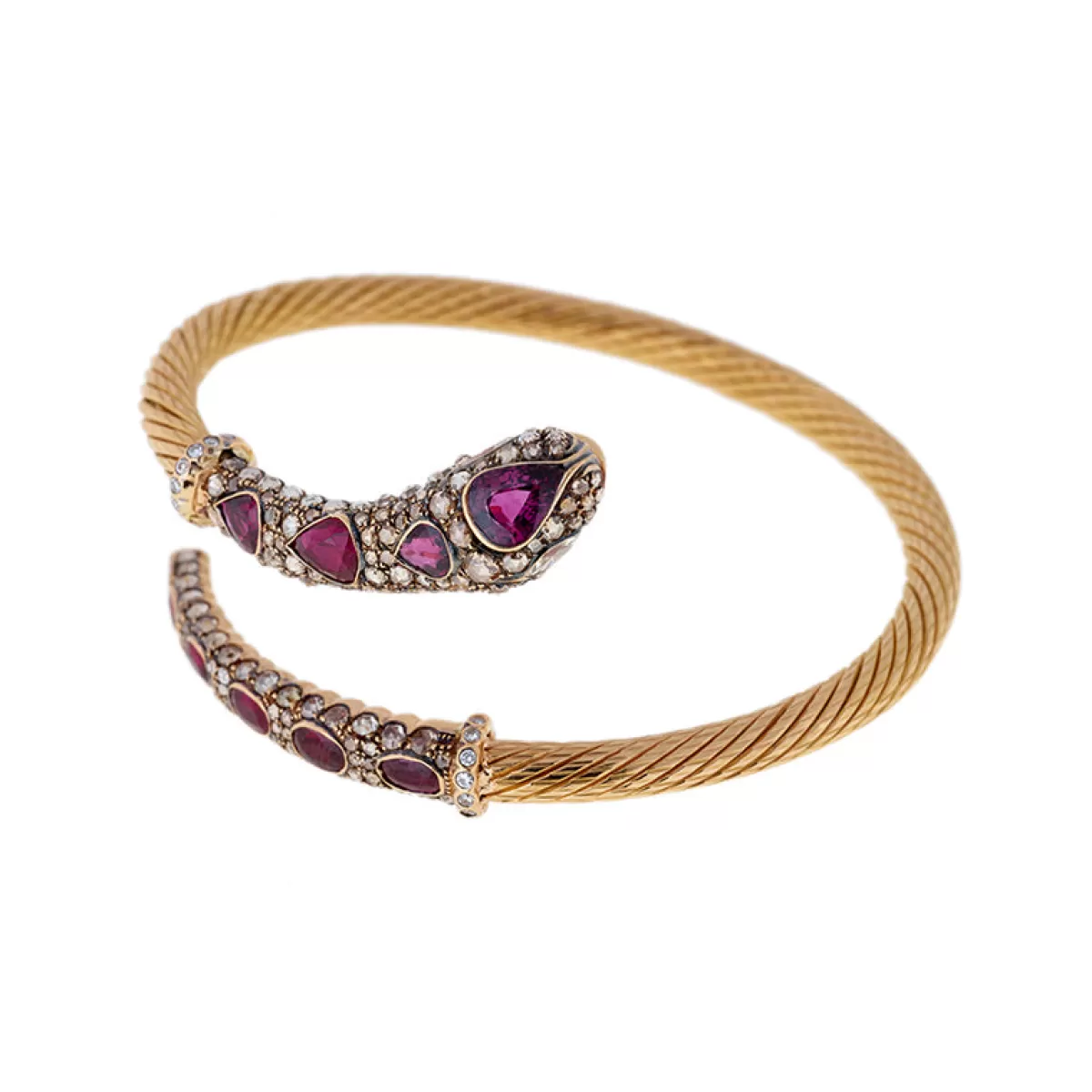 Selim Mouzannar Bracelets-Basilik Braceletbrown & White Diamonds - Rubies