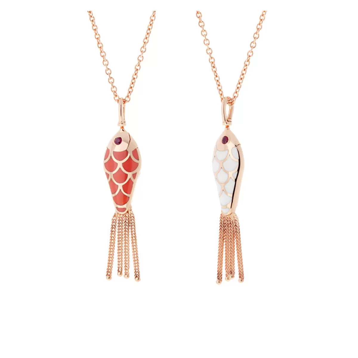 Selim Mouzannar Pendants-Fish For Love Pendant Coral & Ivoryrubies