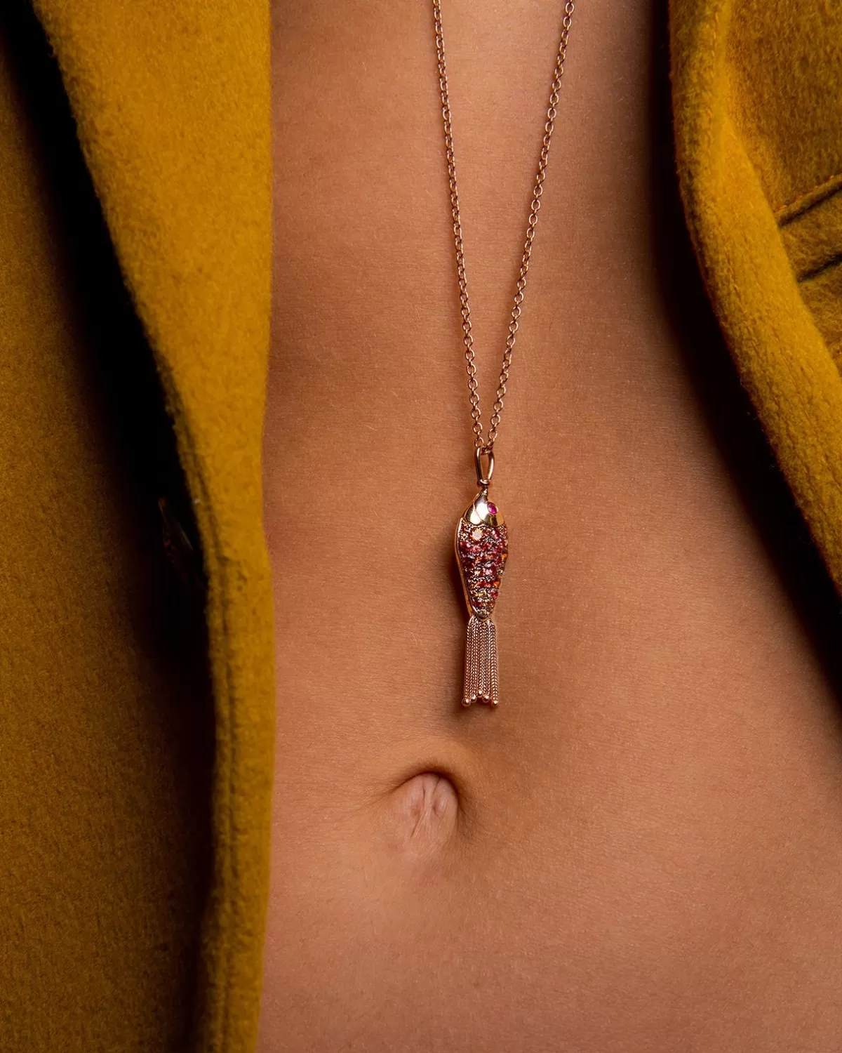 Selim Mouzannar Pendants-Fish For Love Pendant Coralyellow & Orange Sapphires