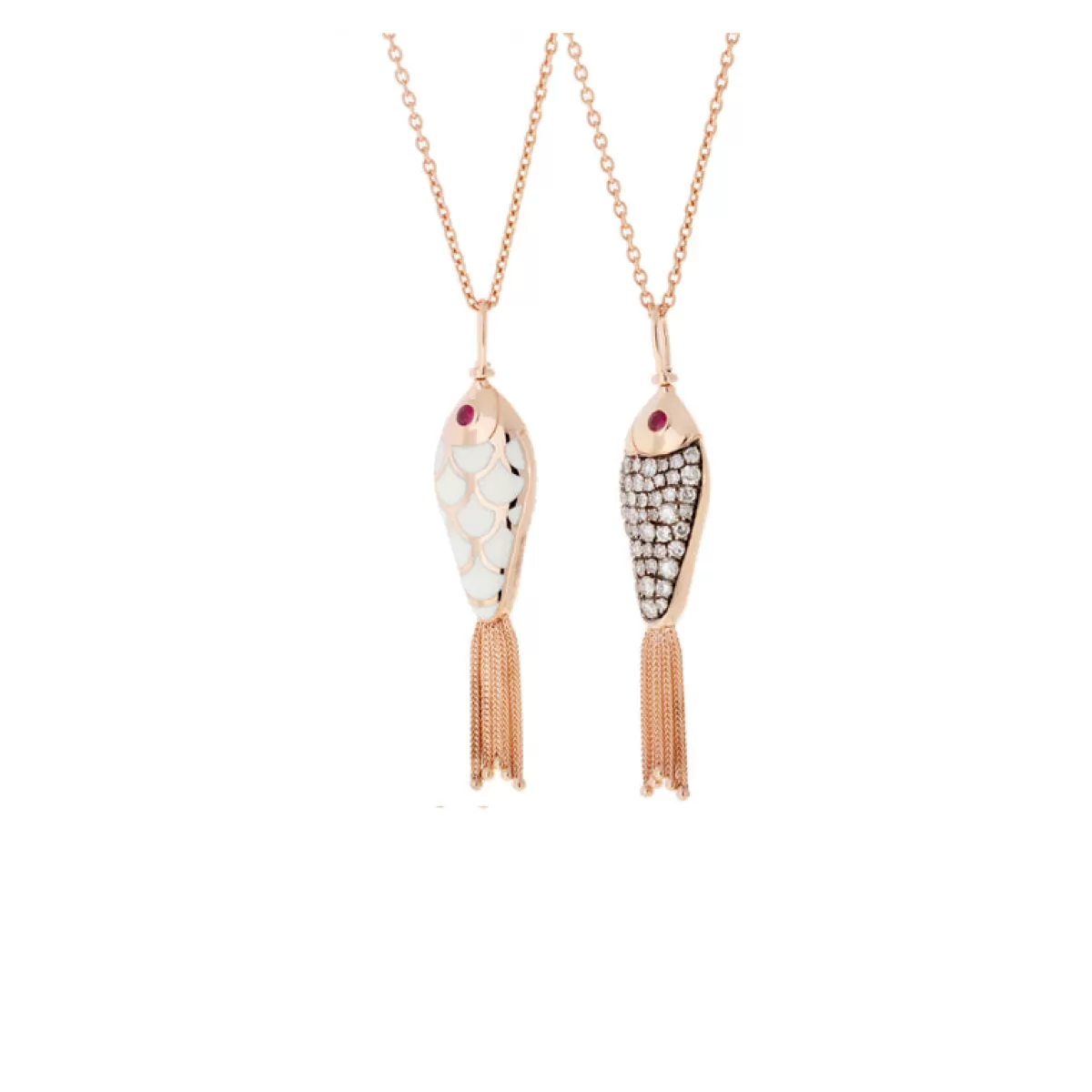 Selim Mouzannar Pendants-Fish For Love Pendant Ivoryicy Grey Diamonds - Rubies