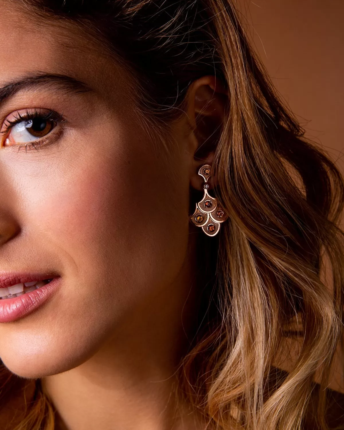 Selim Mouzannar Earrings-Fish For Love Scales Orange Earrings Orange Sapphires - Diamonds
