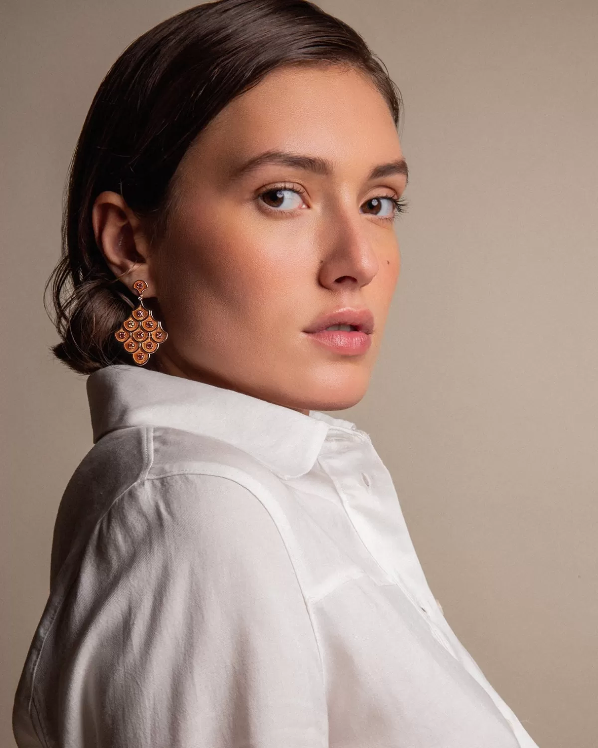 Selim Mouzannar Earrings-Fish For Love Scales Orange Earringsorange Sapphires - Diamonds