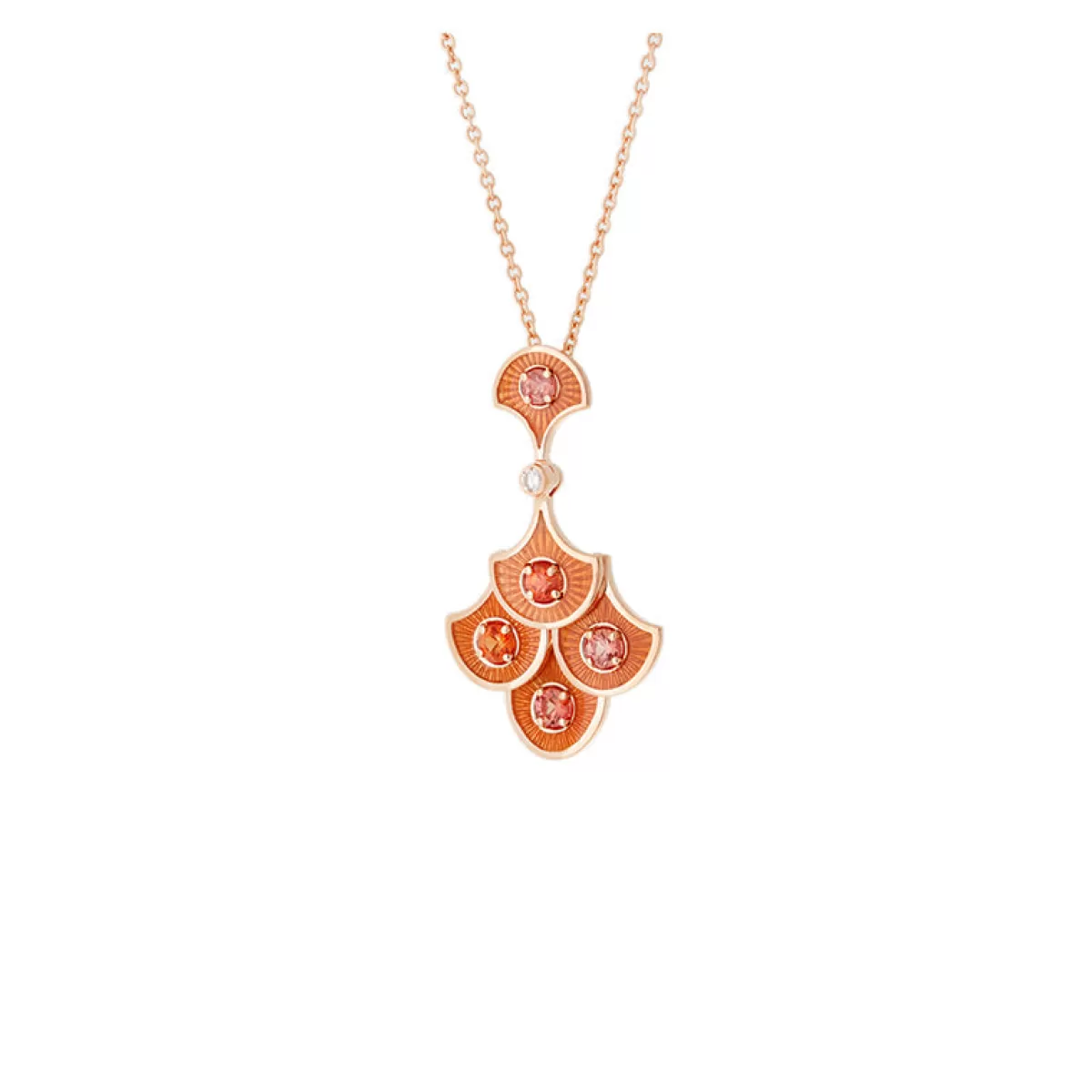Selim Mouzannar Pendants-Fish For Love Scales Orange Pendantorange Sapphires - Diamond