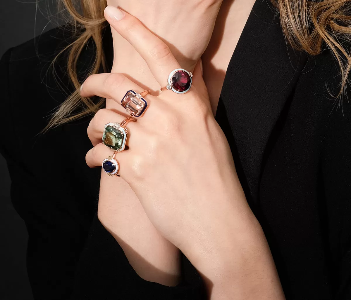 Selim Mouzannar Rings-Gemma Ringrhodolite - Diamonds