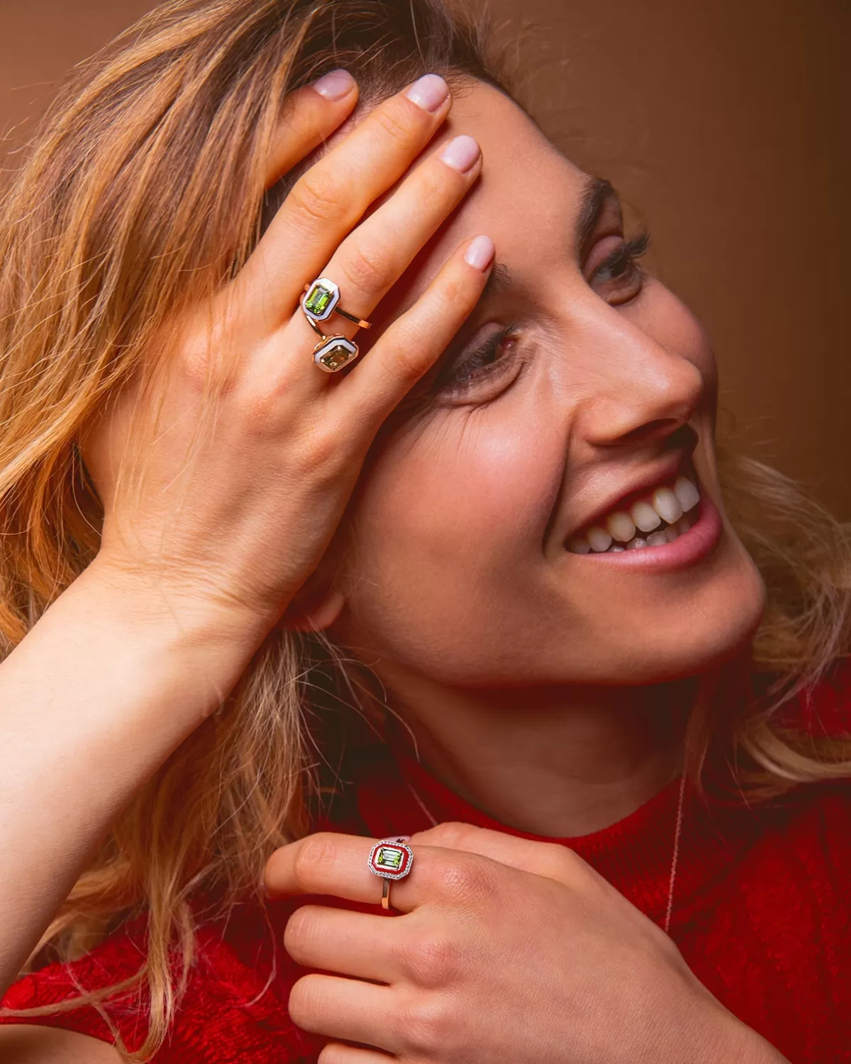 Selim Mouzannar Rings-Mina Orange Ringgreen Tourmaline - Diamonds