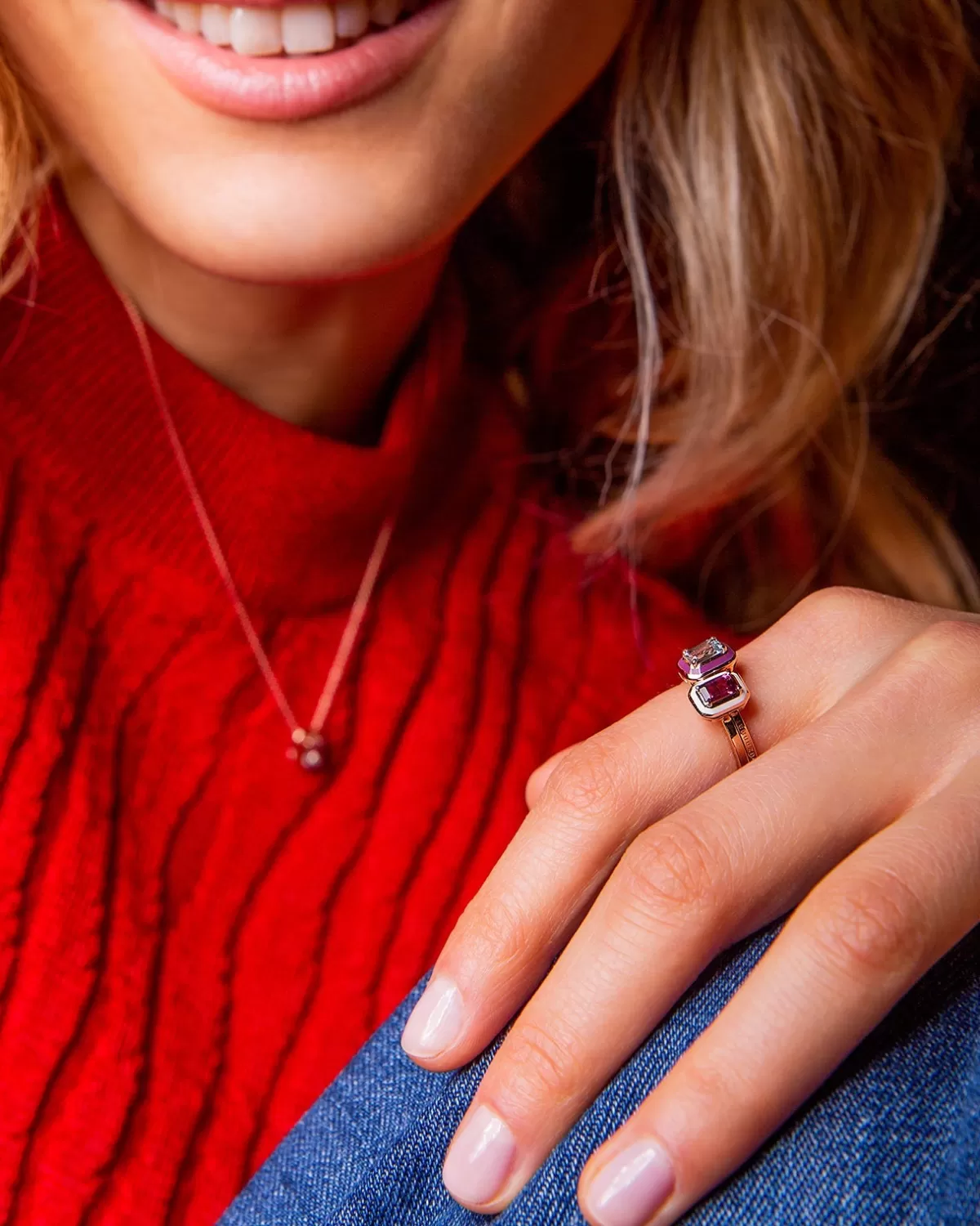 Selim Mouzannar Rings-Mina Raspberry Ringaquamarine