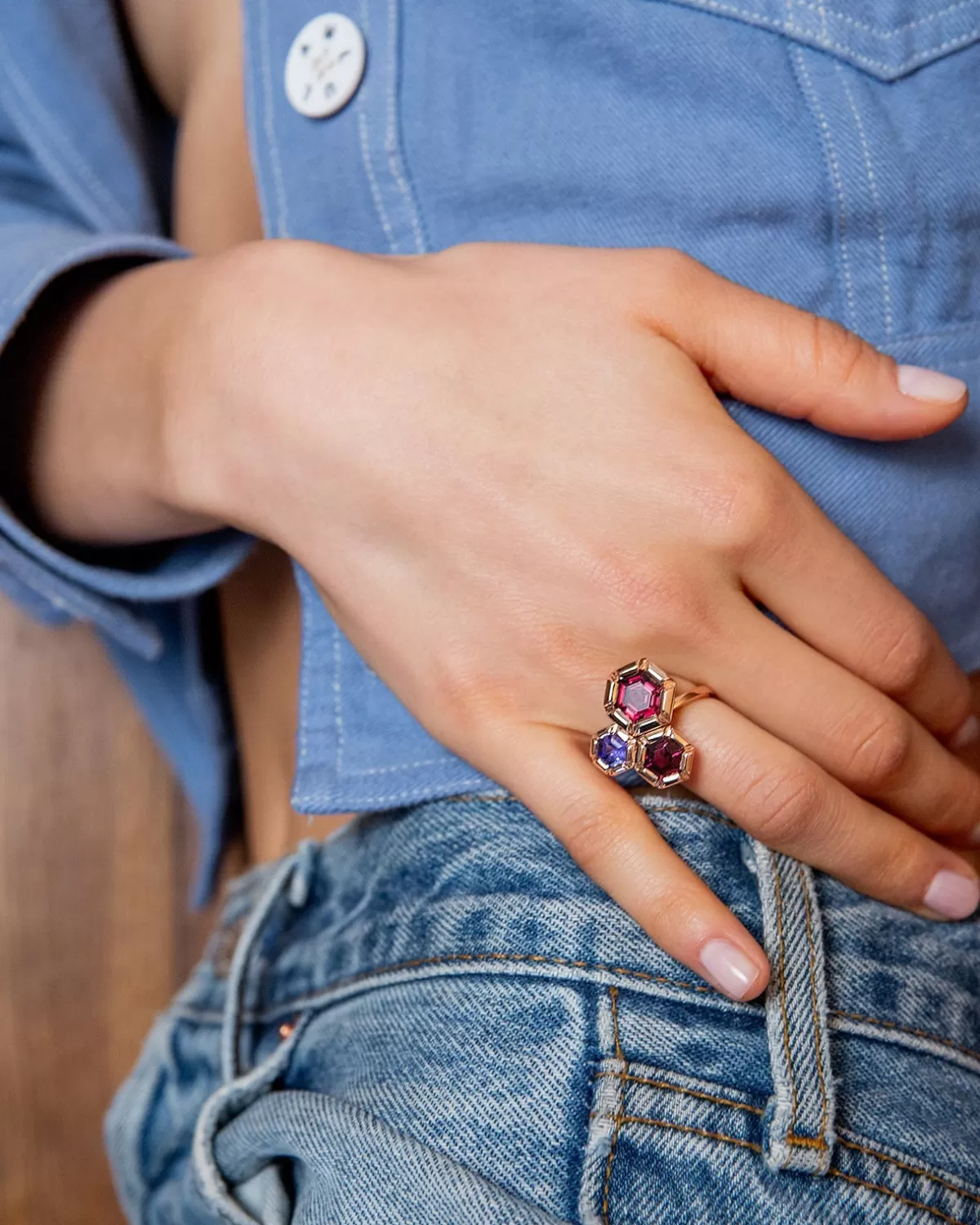 Selim Mouzannar Rings-Rose De France Ringrhodolites - Tanzanite