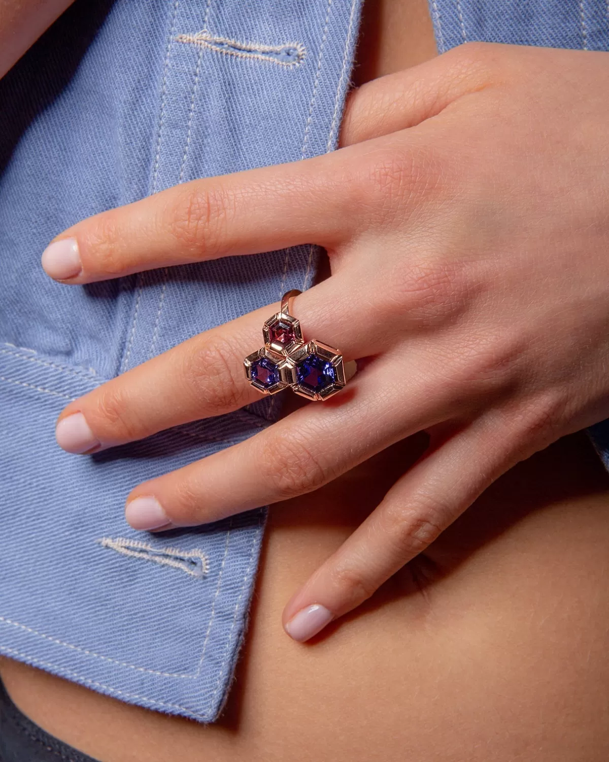 Selim Mouzannar Rings-Rose De France Ringtanzanites - Rhodolite